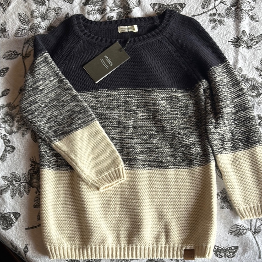 Navy and Cream Striped Sweater